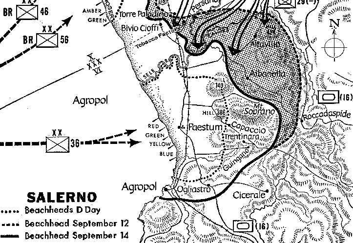 Map of Salerno landing