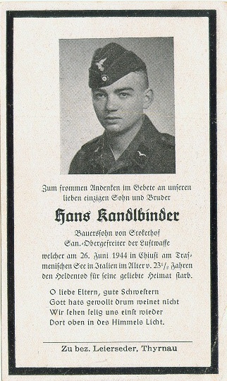 Hans Kandlbinder death card